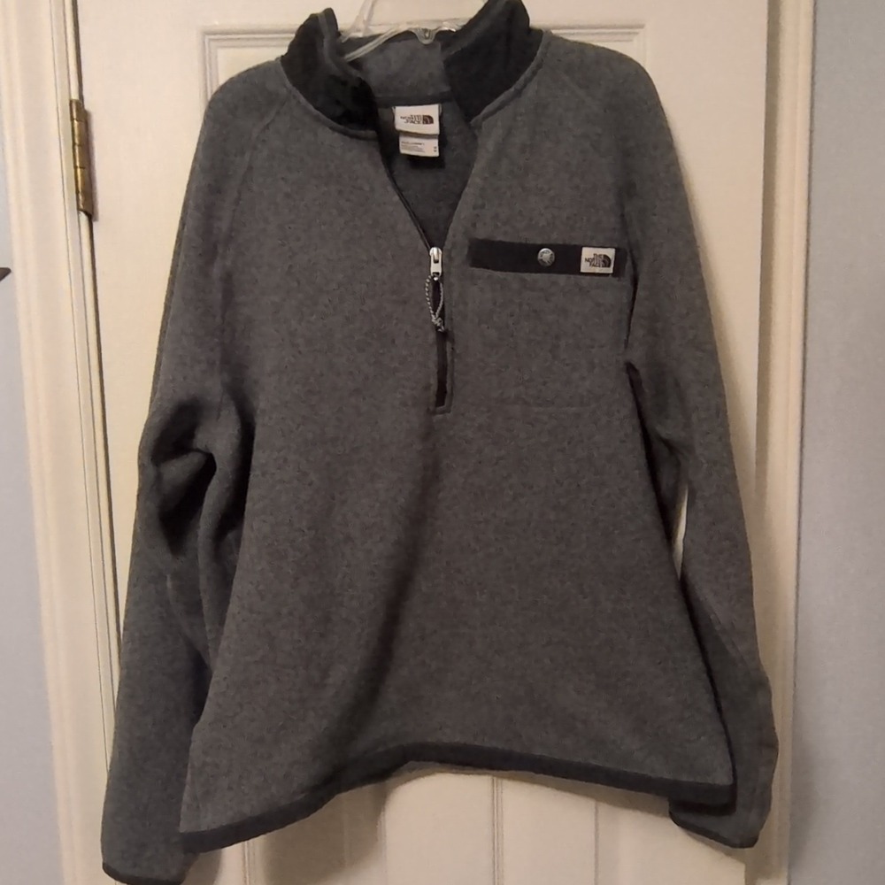 The North Face Men's 1/4 Zip Pullover Sweater Gray‎ Black Mock Neck Size M